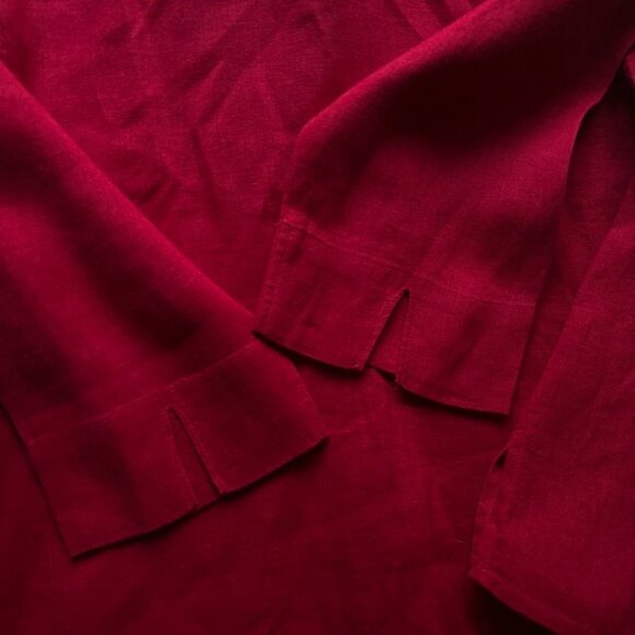 Talbots 100% Irish Linen Red Button Down Blouse Size 10 Petite - Picture 4 of 4